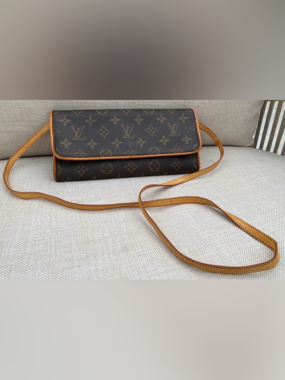 Louis Vuitton Monogram Crossbody in Brown and Tan Trim